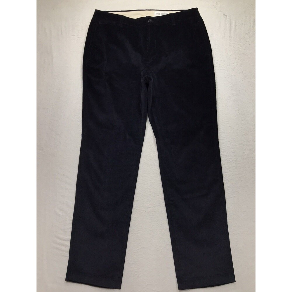 MACK WELDON Corduroy Pants Men 34x32 Navy Stretch Casual Chino